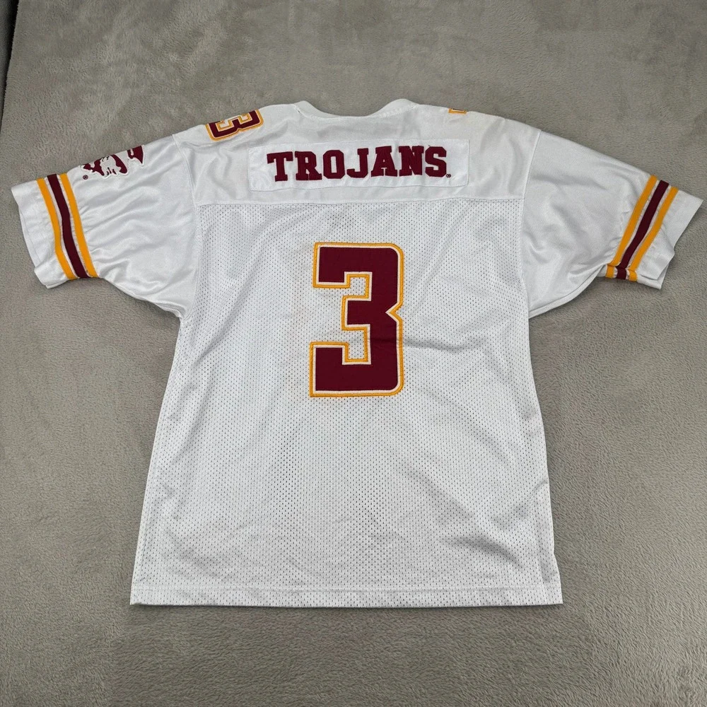 Colosseum USC Trojans Jersey Mens Medium White Preowned #3 Football Mesh